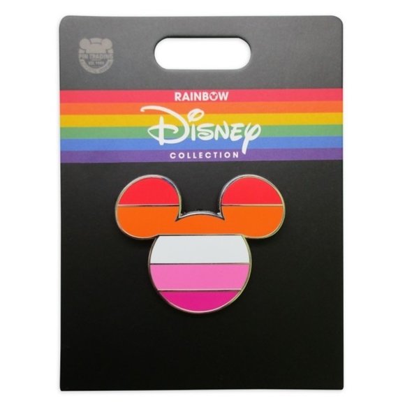 Disney Parks Mickey Mouse Icon Rainbow Collection Lesbian Flag Pin - Picture 1 of 2